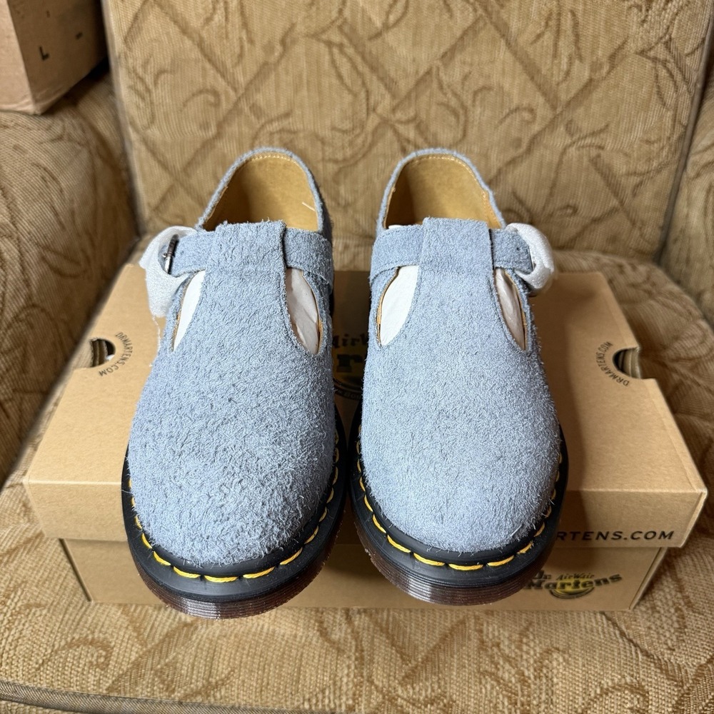 Dr. Martens Women's Size 7 Washed Denim Blue Suede T-Bar Mary Jane Shoes $190 - Picture 4 of 7